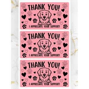 100 Cute Dog Thank You Stickers for Packaging | Small Business Labels